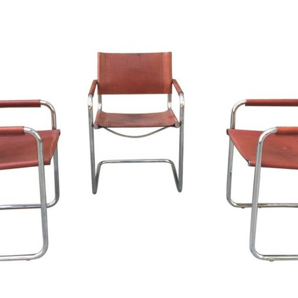 Bauhaus Tubular Steel Leather Chairs - Set of 6 - Picture 4 of 6
